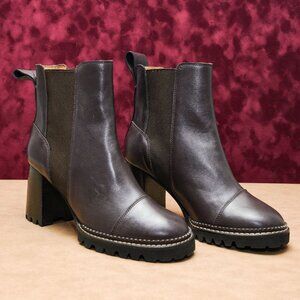See By Chloe Women Mallory Brown Leather Dressy Chelsea Boots 9.5US EUR40
